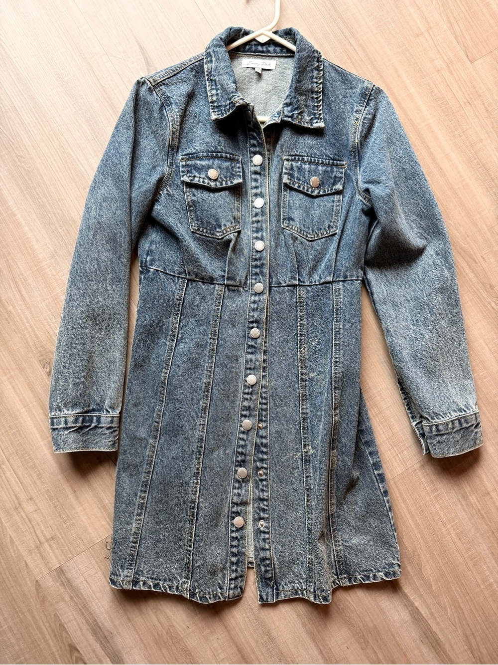 Emory Park Snap-Front  Denim  Dress - Light Blue